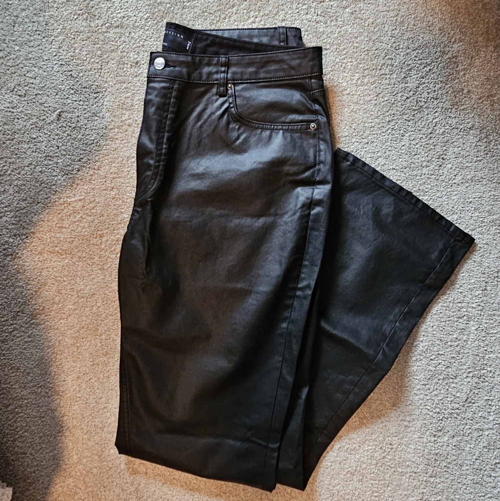 ASOS Design Black Vegan Leather Denim/Jean in 34 w 36 L Tall